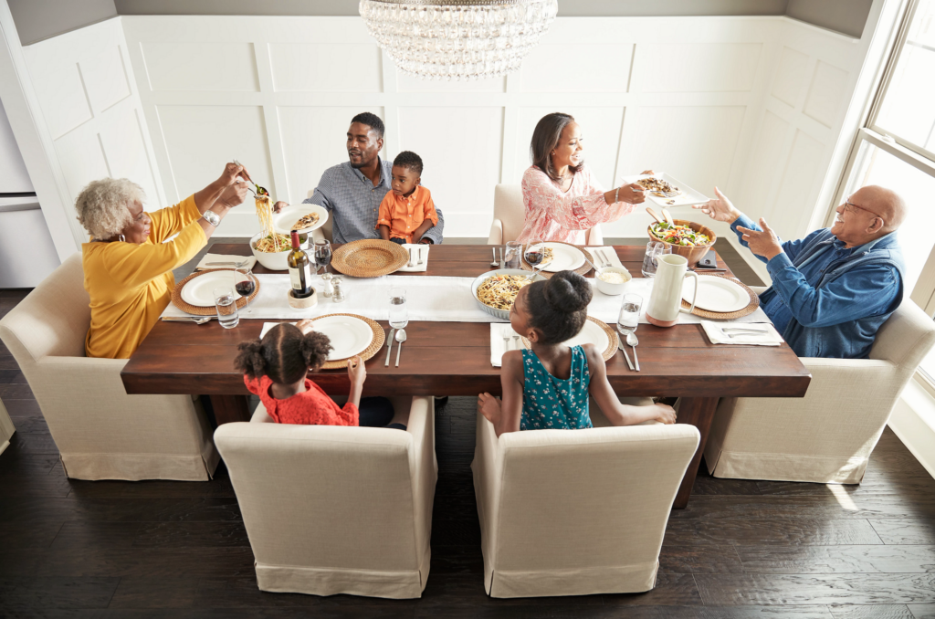 Family having breakfast at the dining table | BFC Flooring & Design Centre