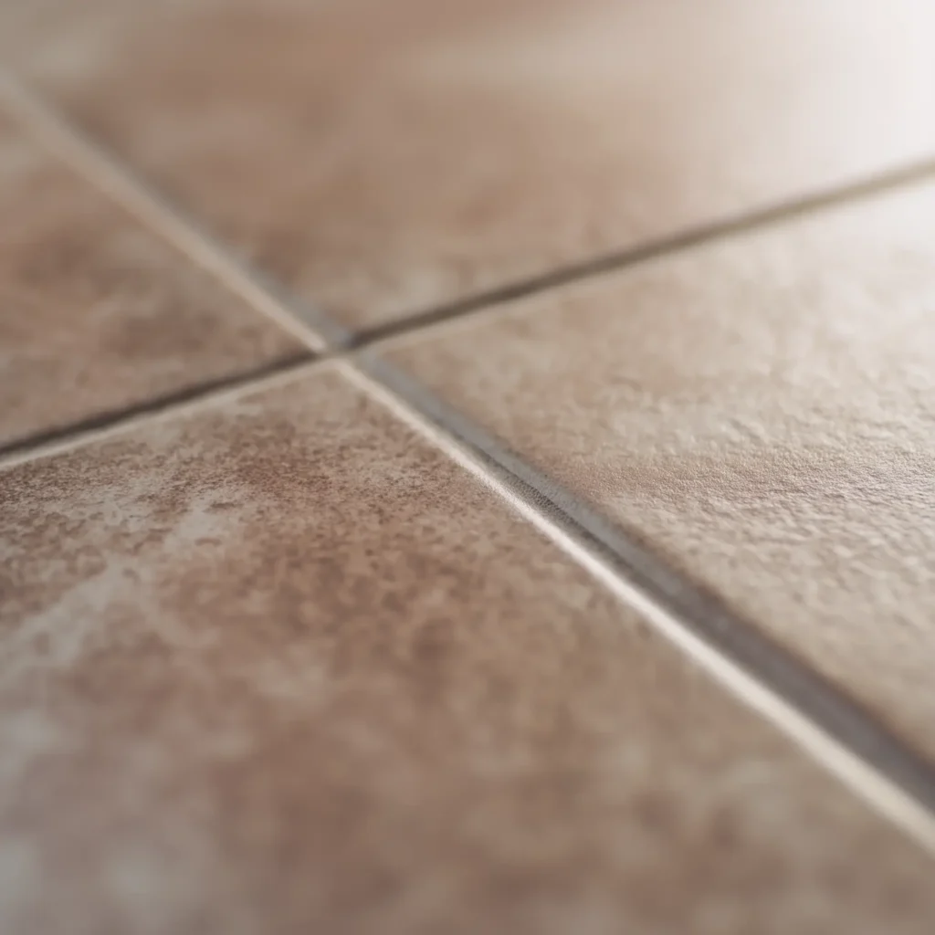 Brown speckled tiles with beige grout
